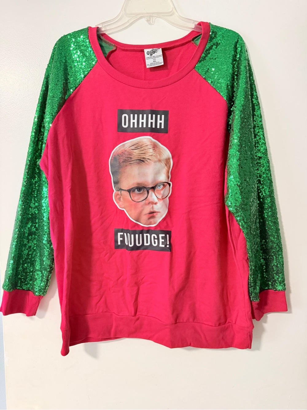 A Christmas Story Sequin Sleeve Graphic Top - Holiday Fun